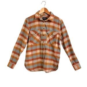 Pendleton Flannel Plaid Check Buttondown Shirt Size Medium Aqua Blue Brown
